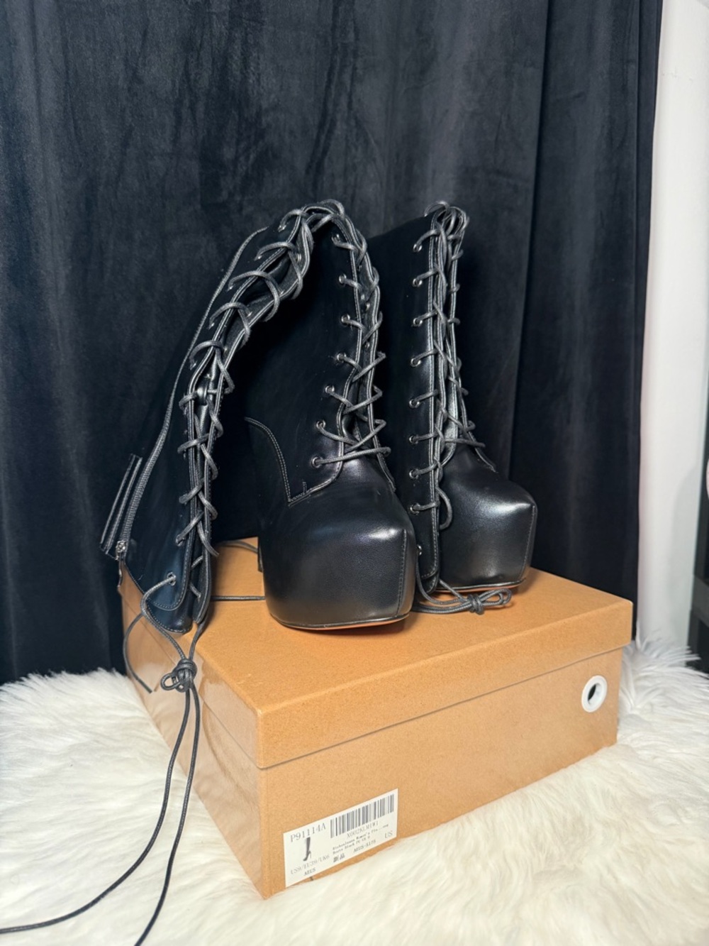 Women's Richealnana Black Lace-Up Platform Knee Boots - Picture 3 of 11